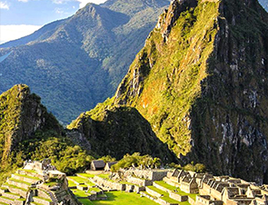 Machu Picchu and surrounding landscape.