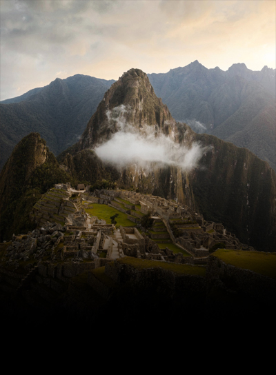A landscape shot of Machu Picchu